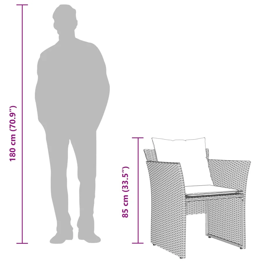 Chaise de jardin avec tabouret noir résine tressée - 11