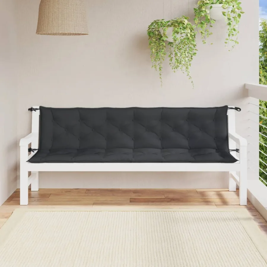 Coussins de banc de jardin lot de 2 anthracite mélangé tissu - 3