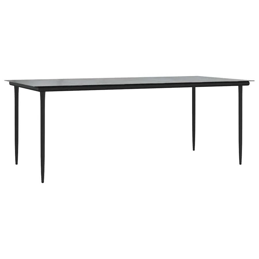 Table à dîner de jardin Noir 200x100x74cm Acier et verre trempé - 2