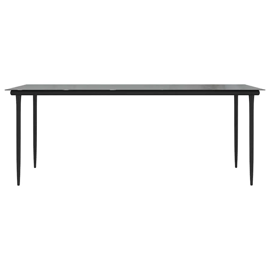 Table à dîner de jardin Noir 200x100x74cm Acier et verre trempé - 3