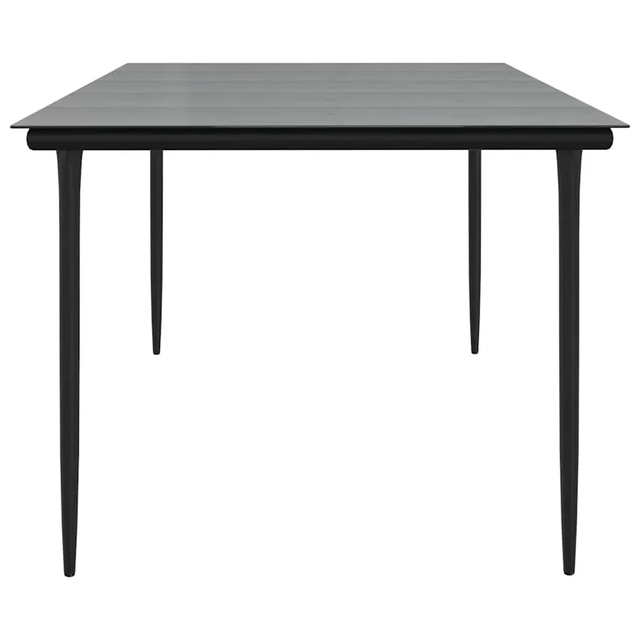 Table à dîner de jardin Noir 200x100x74cm Acier et verre trempé - 4
