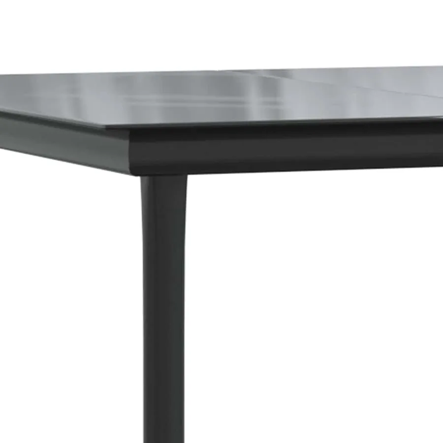 Table à dîner de jardin Noir 200x100x74cm Acier et verre trempé - 6