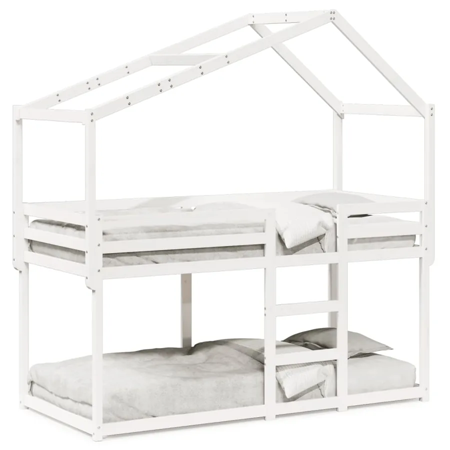 Lit superposé sans matelas blanc 80x200 cm bois de pin massif - 2