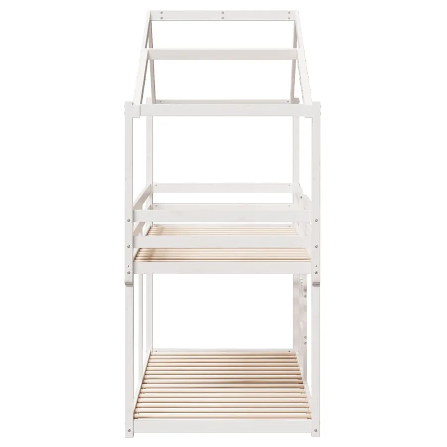Lit superposé sans matelas blanc 80x200 cm bois de pin massif - 7