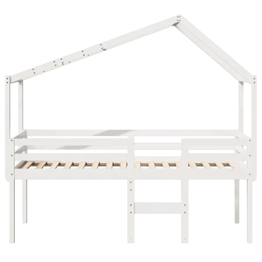 Lit haut sans matelas blanc 80x200 cm bois de pin massif - 4