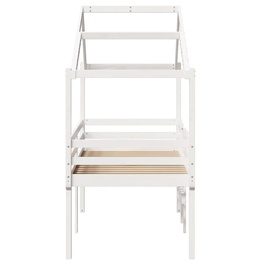 Lit haut sans matelas blanc 80x200 cm bois de pin massif - 7