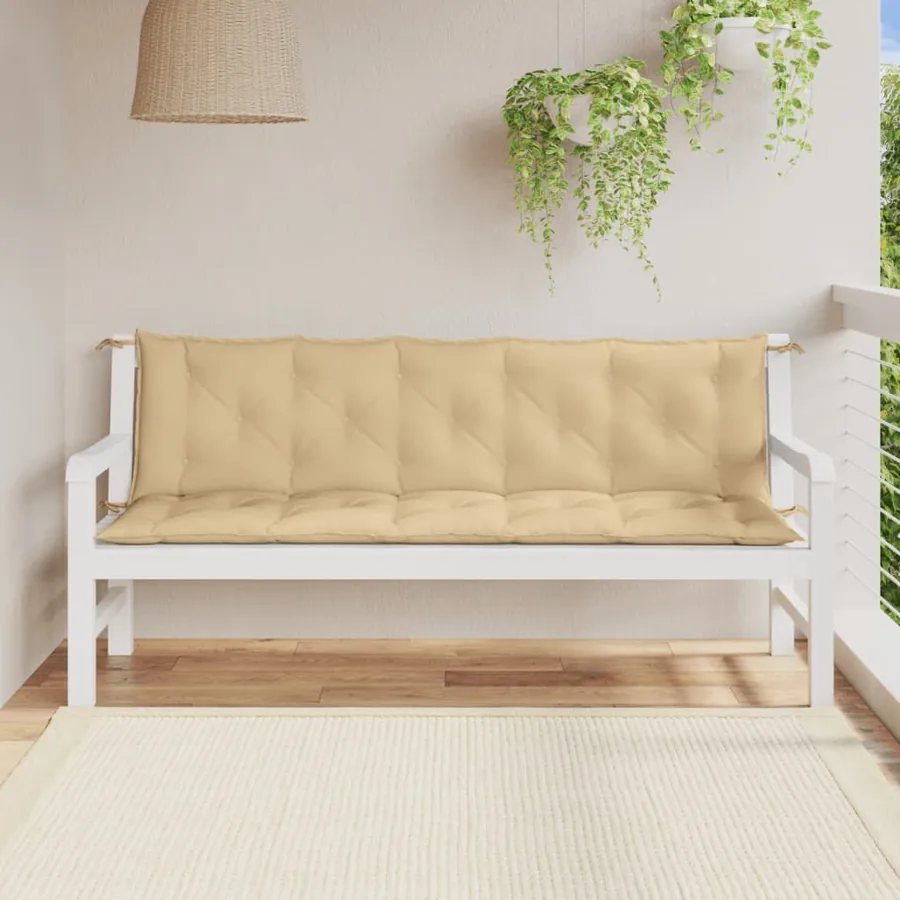 Coussins de banc de jardin lot de 2 beige mélangé tissu - 3