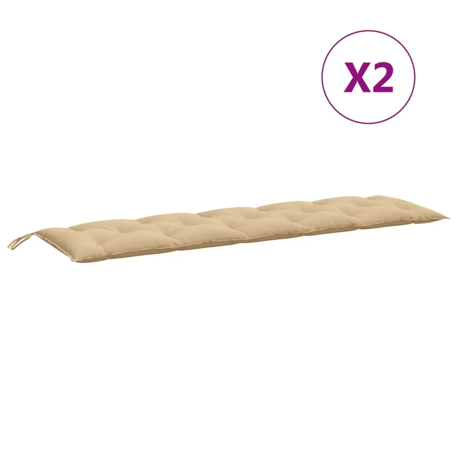 Coussins de banc de jardin lot de 2 beige mélangé tissu - 4