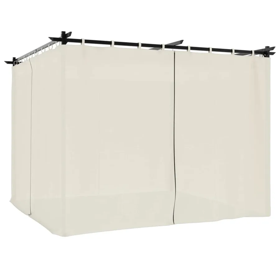 Tonnelle avec rideaux crème 3x3 m acier - 2