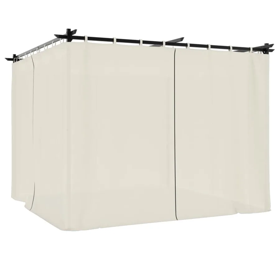 Tonnelle avec rideaux crème 3x3 m acier - 6