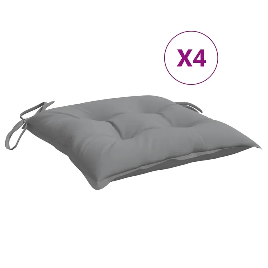 Coussins de chaise lot de 4 gris 50x50x7 cm tissu oxford - 2