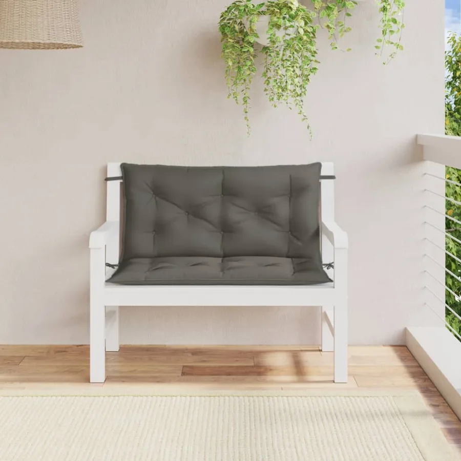 Coussins de banc de jardin lot de 2 gris foncé mélangé tissu - 3