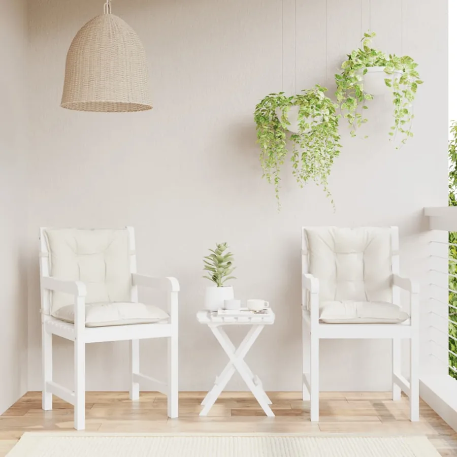 Coussins de chaise à dossier bas lot de 4 crème mélangé tissu - 3