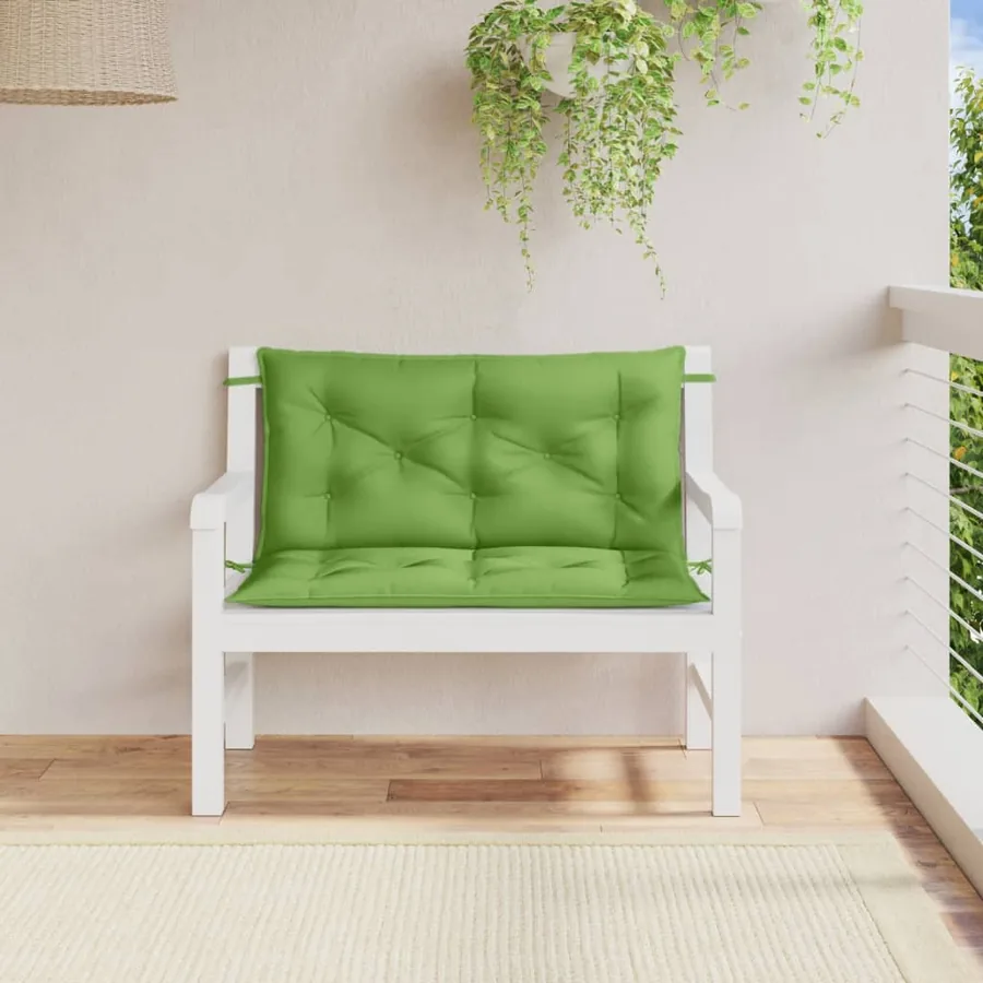 Coussins de banc de jardin lot de 2 vert mélangé tissu - 3