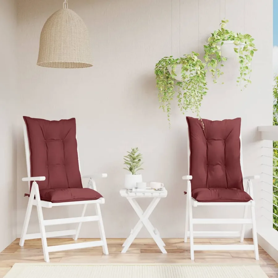 Coussins de chaise dossier haut lot de 2 rouge bordeaux mélangé - 3
