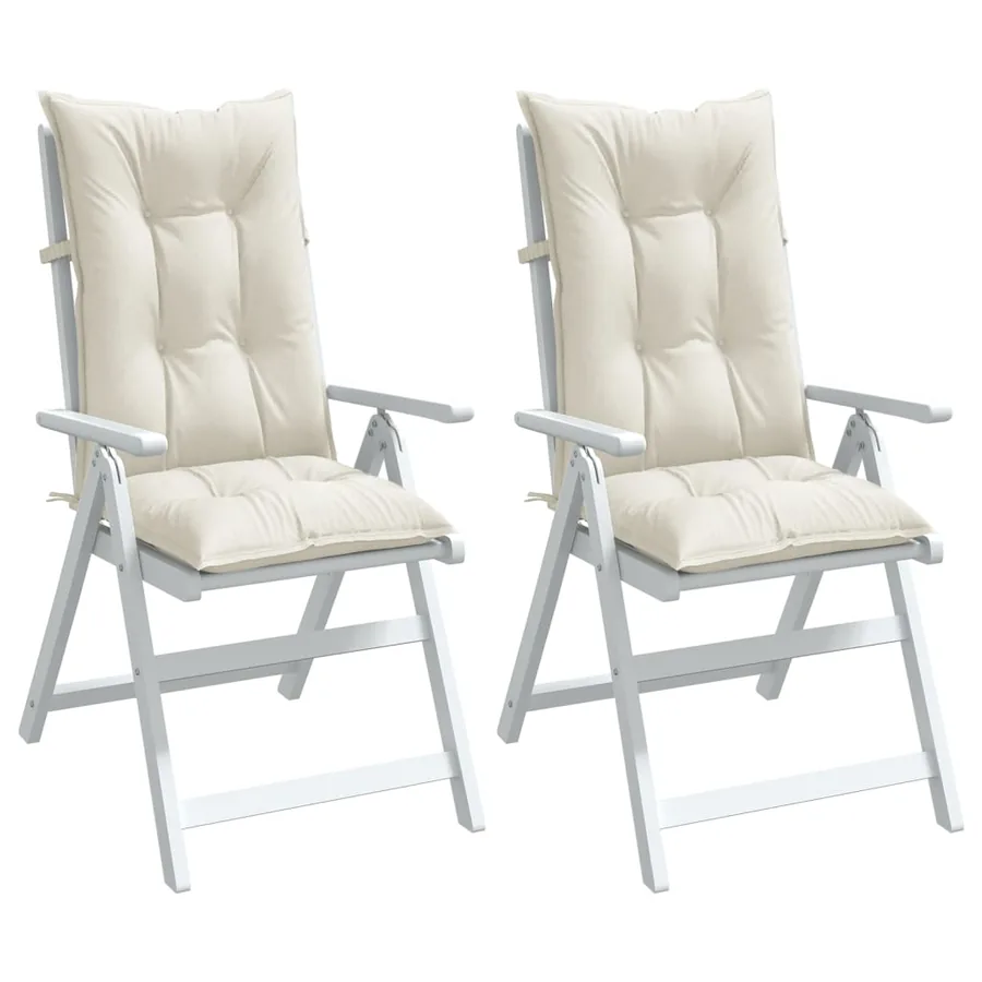 Coussins de chaise à dossier haut lot de 2 crème mélangé tissu