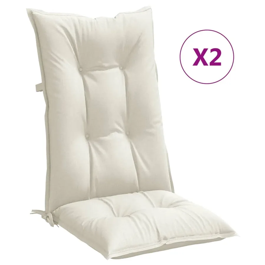 Coussins de chaise à dossier haut lot de 2 crème mélangé tissu - 2