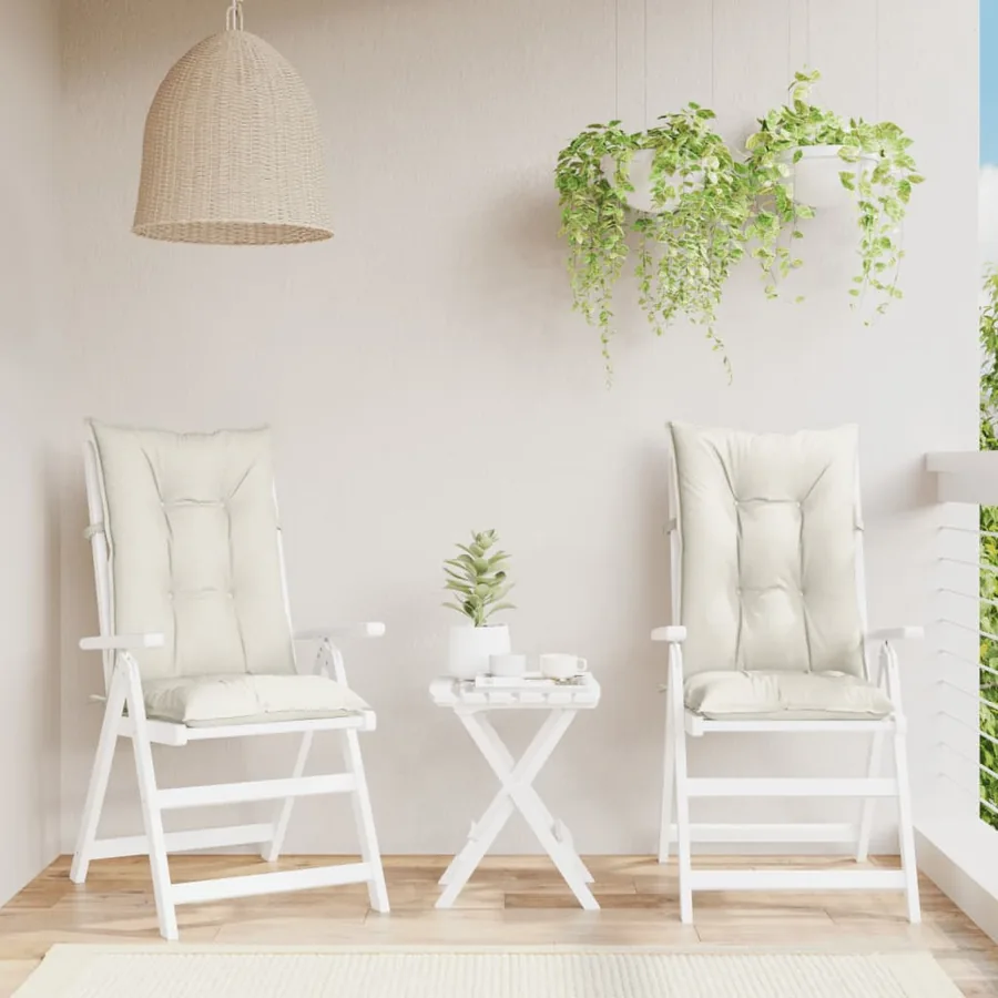 Coussins de chaise à dossier haut lot de 2 crème mélangé tissu - 3