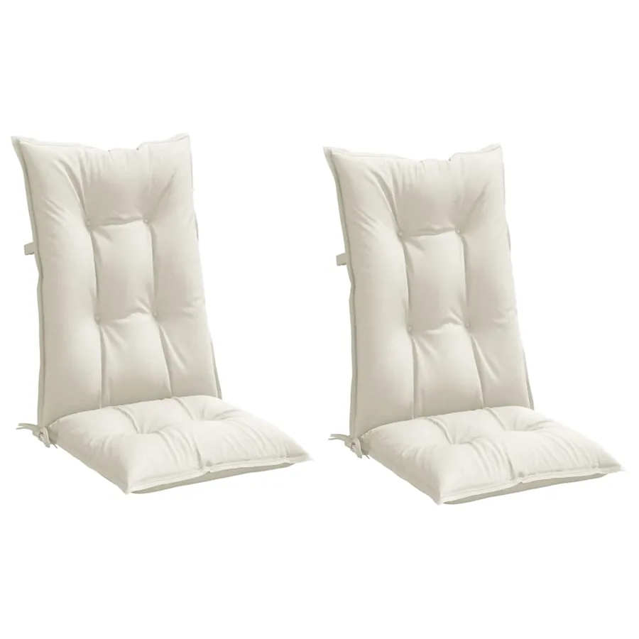 Coussins de chaise à dossier haut lot de 2 crème mélangé tissu - 4