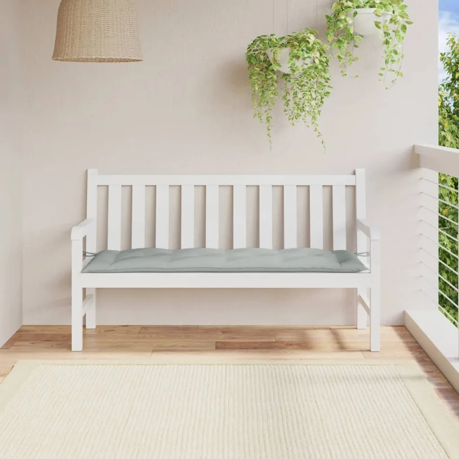 Coussin de banc de jardin gris clair mélangé 150x50x7 cm tissu - 3