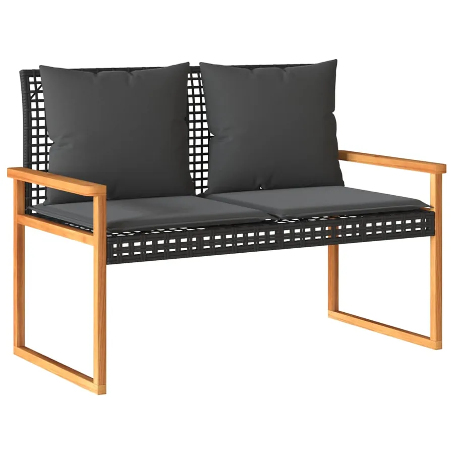 Salon de jardin 4 pcs avec coussins Noir Résine tressée - 4