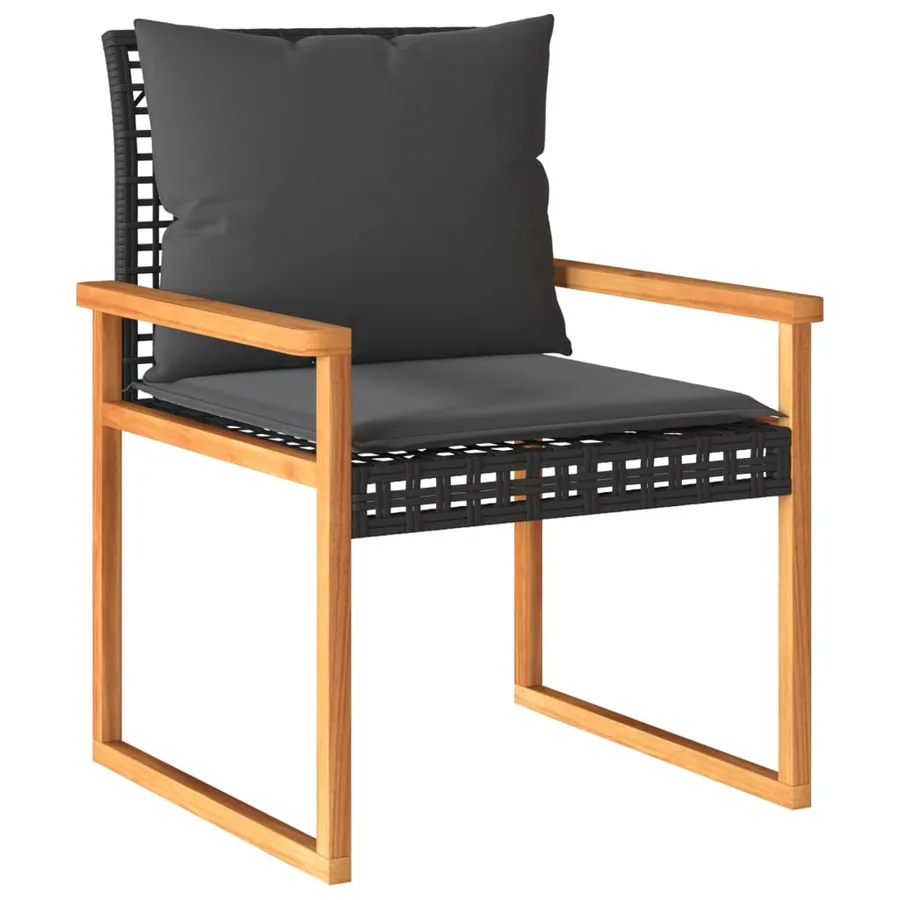 Salon de jardin 4 pcs avec coussins Noir Résine tressée - 6