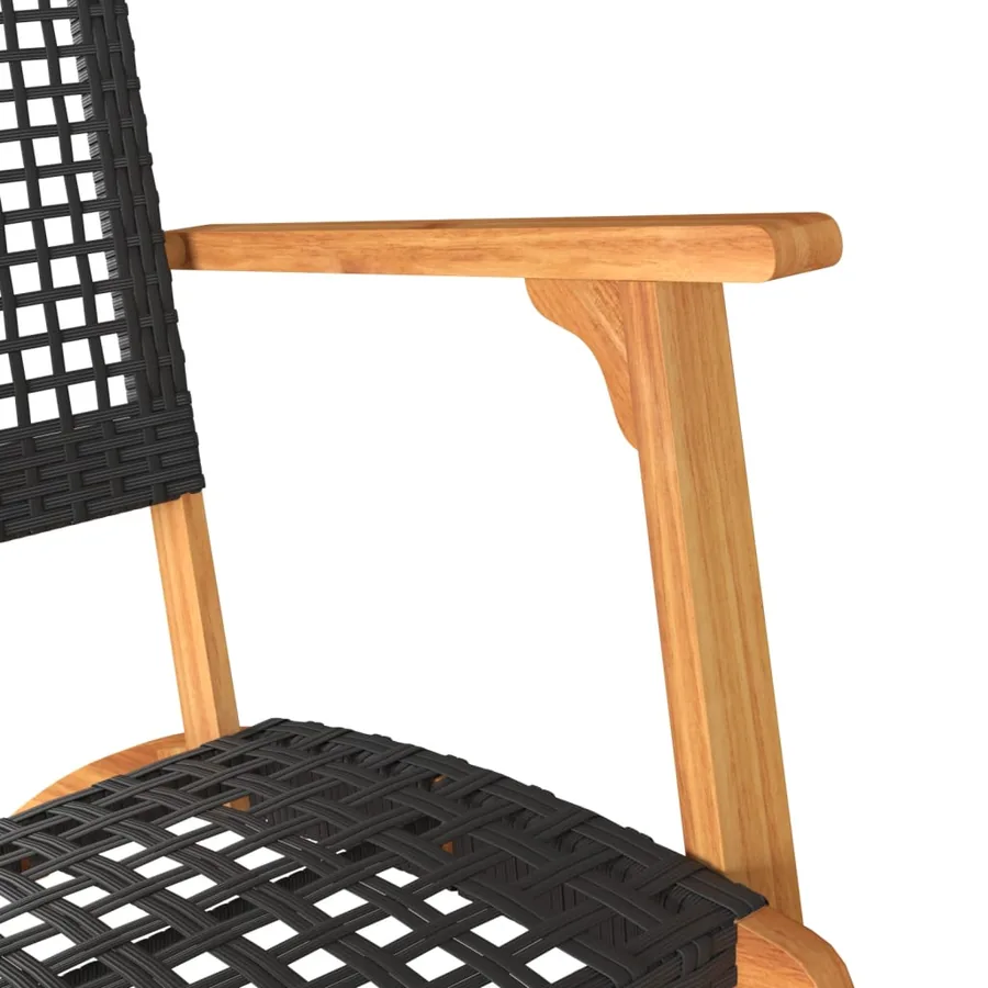 Ensemble de bistro 3 pcs noir résine tressée et bois d'acacia - 8