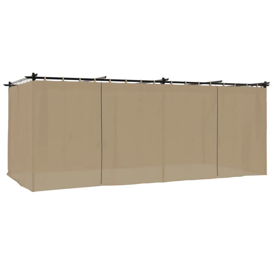Tonnelle avec rideaux taupe 6x3 m acier - 2