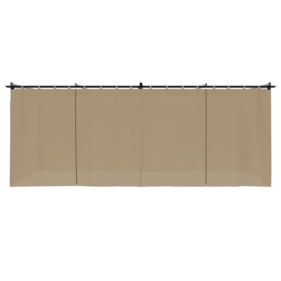 Tonnelle avec rideaux taupe 6x3 m acier - 4