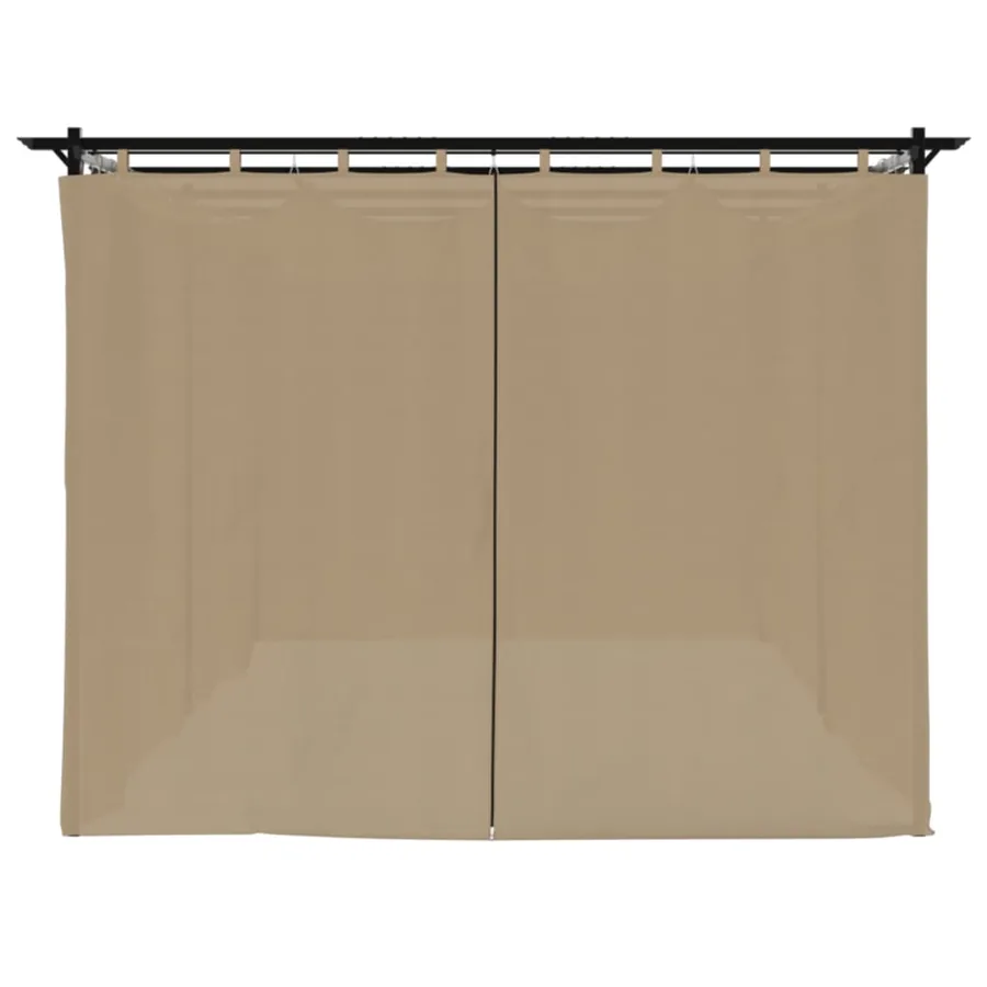 Tonnelle avec rideaux taupe 6x3 m acier - 5