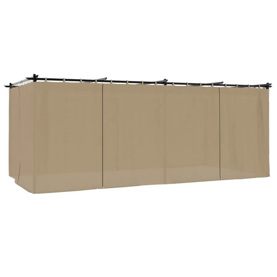 Tonnelle avec rideaux taupe 6x3 m acier - 6