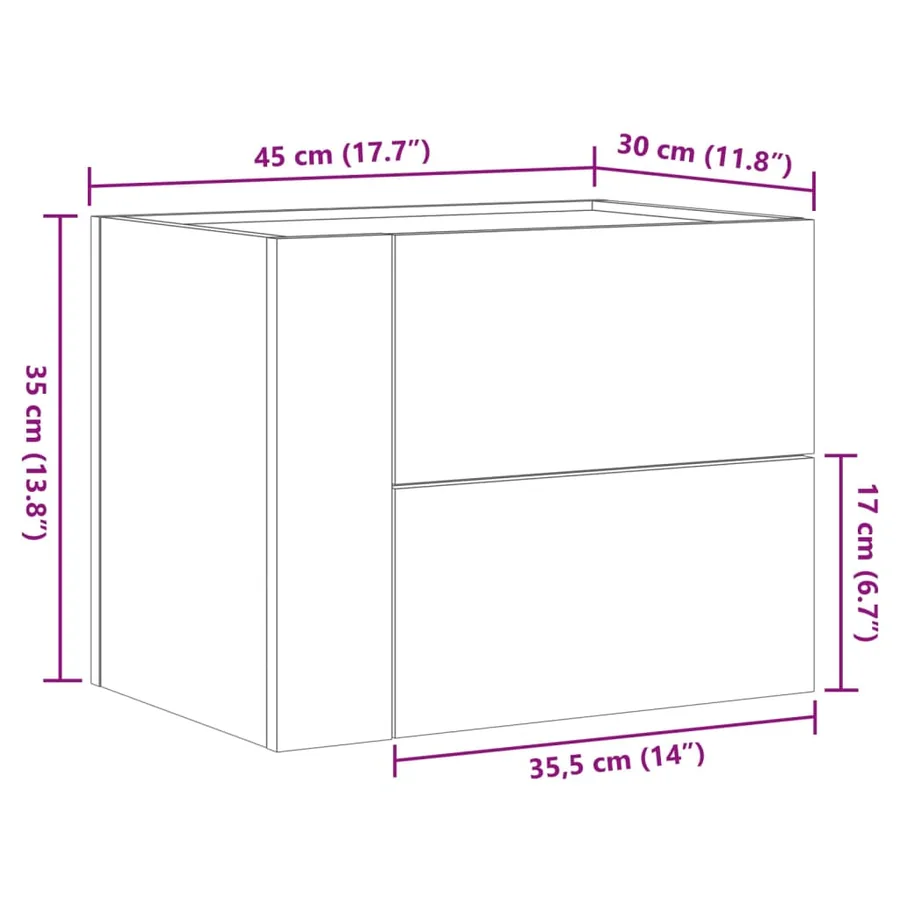 Tables de chevet murales 2 pcs noir 45x30x35 cm - 12