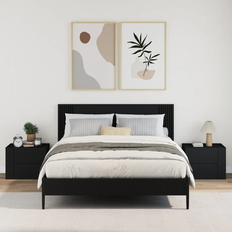 Tables de chevet murales 2 pcs noir 45x30x35 cm - 3
