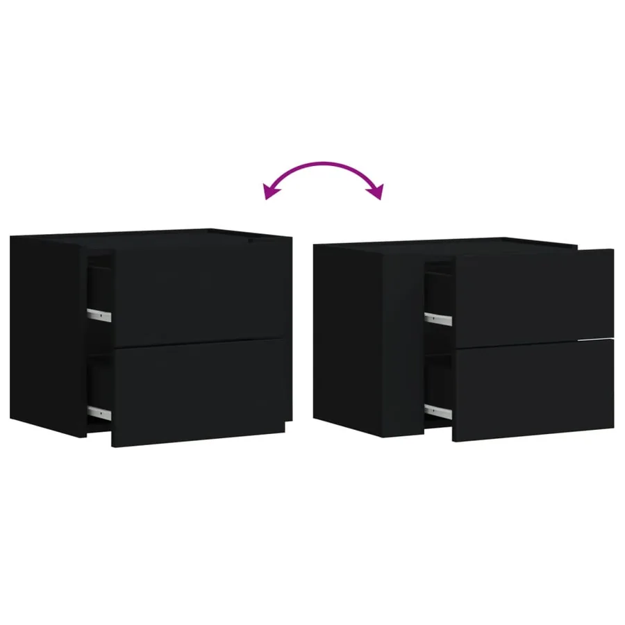 Tables de chevet murales 2 pcs noir 45x30x35 cm - 9