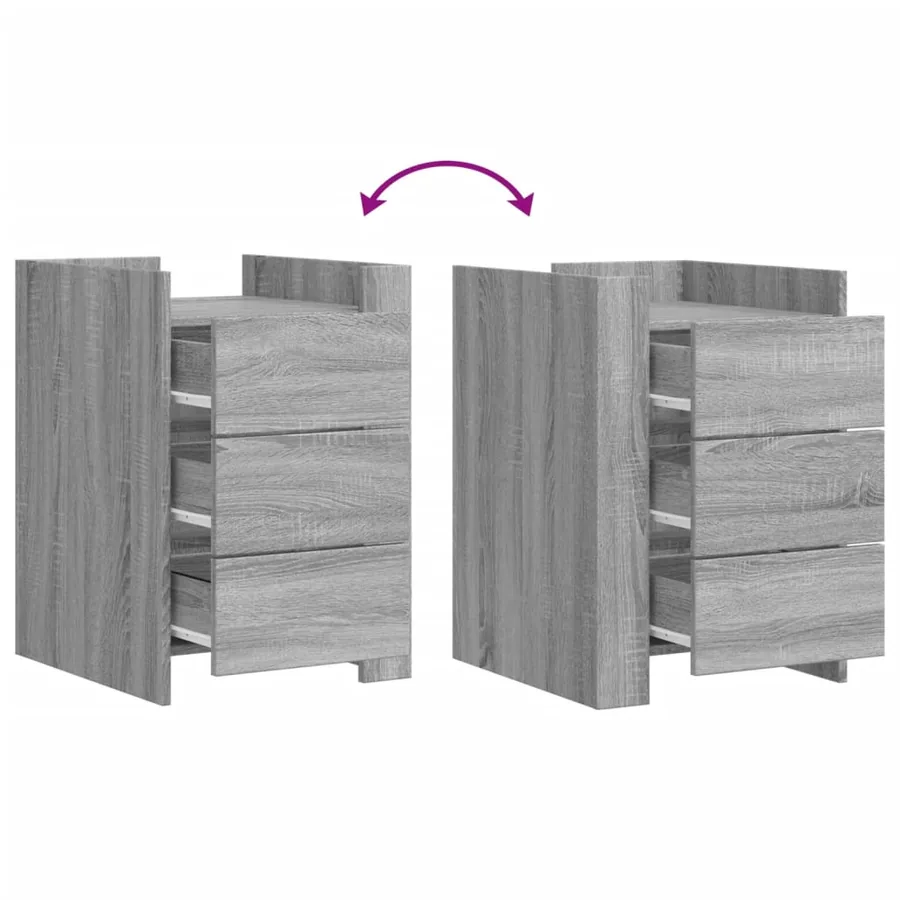 Table de chevet sonoma gris 45x50x65 cm bois d'ingénierie - 7