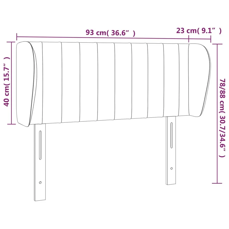 Tête de lit avec oreilles Marron foncé 93x23x78/88 cm Tissu - 9