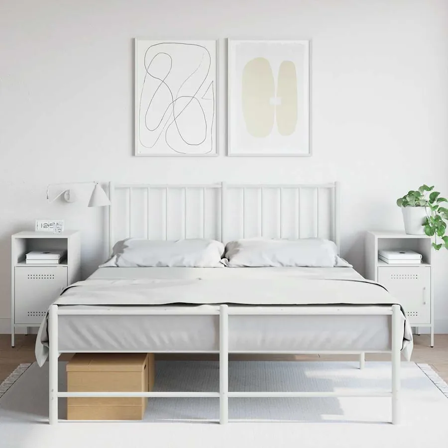 Tables de chevet 2 pcs blanc 36x39x68 cm acier