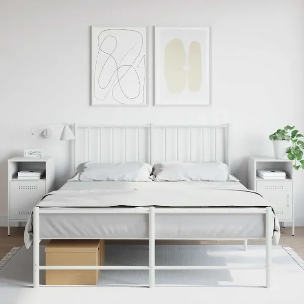 Tables de chevet 2 pcs blanc 36x39x68 cm acier