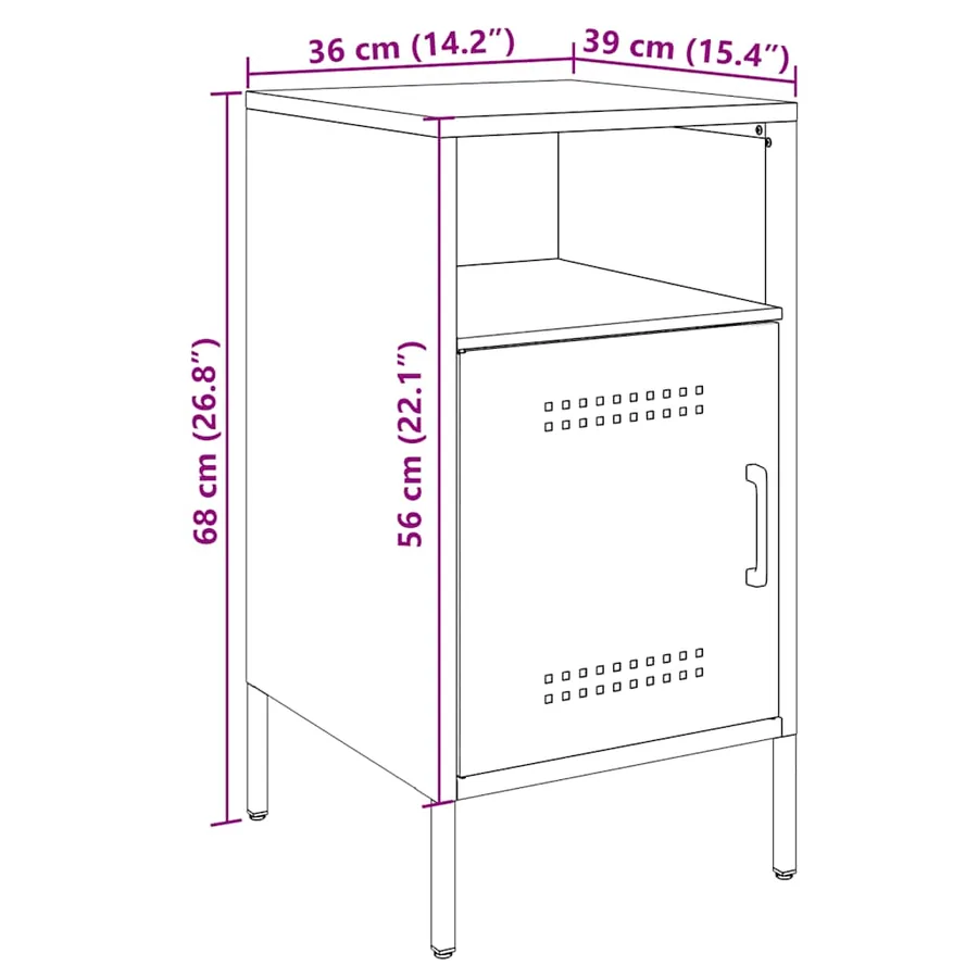 Tables de chevet 2 pcs blanc 36x39x68 cm acier - 14