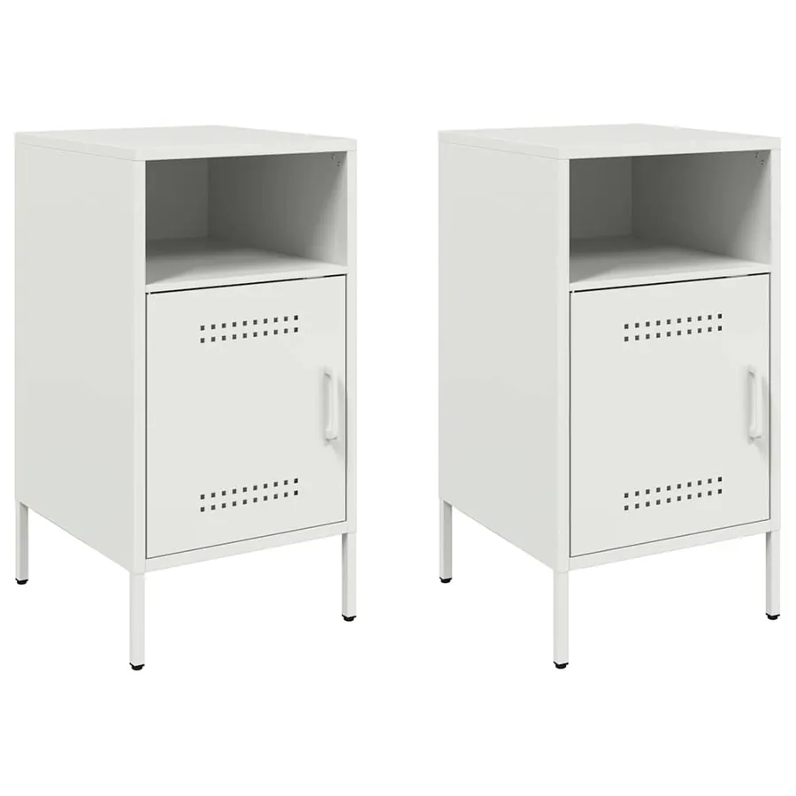 Tables de chevet 2 pcs blanc 36x39x68 cm acier - 2