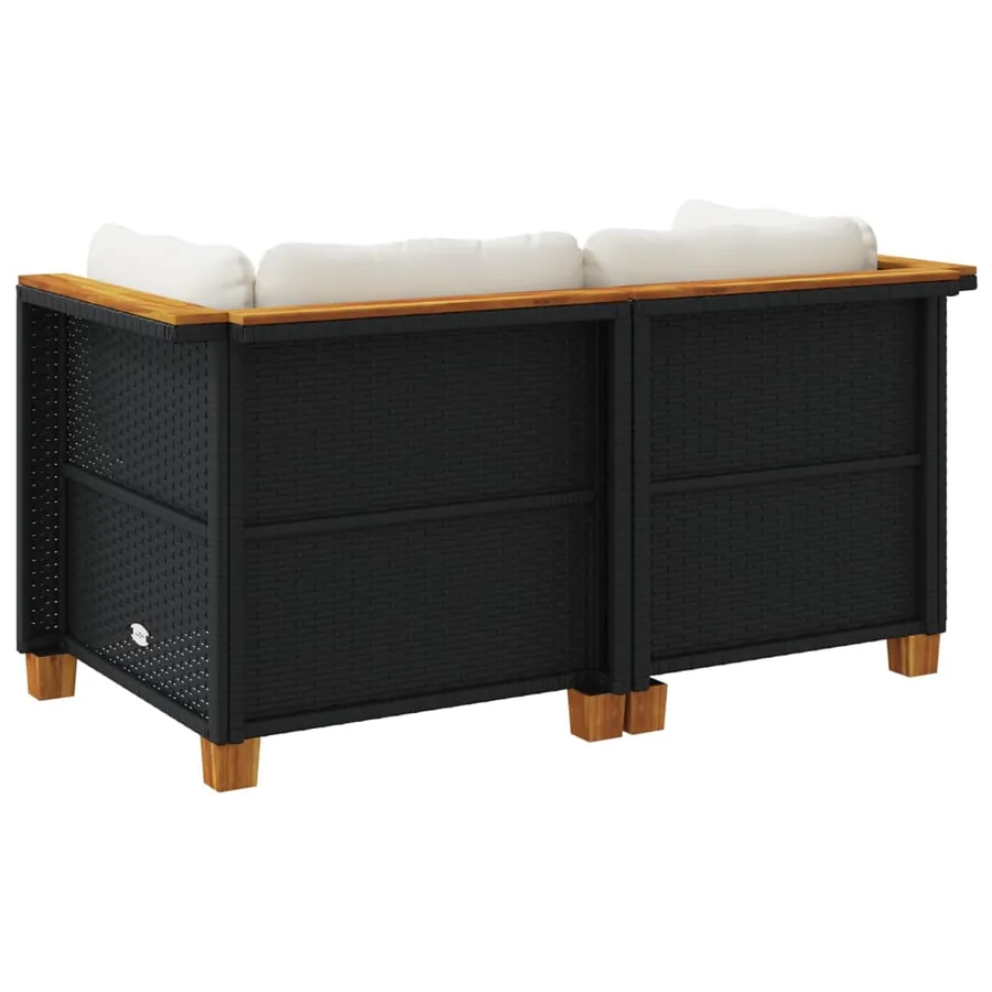 Canapés d'angle de jardin et coussins 2 pcs noir résine tressée - 6