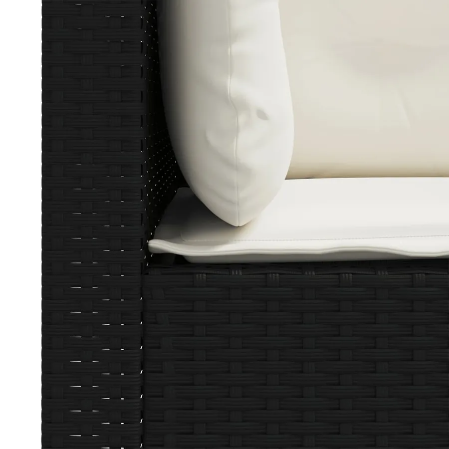 Canapés d'angle de jardin et coussins 2 pcs noir résine tressée - 7
