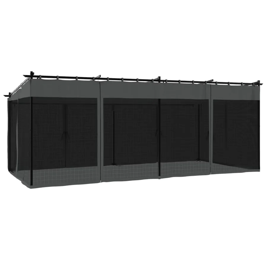 Tonnelle avec parois en filet anthracite 6x3 m acier - 6