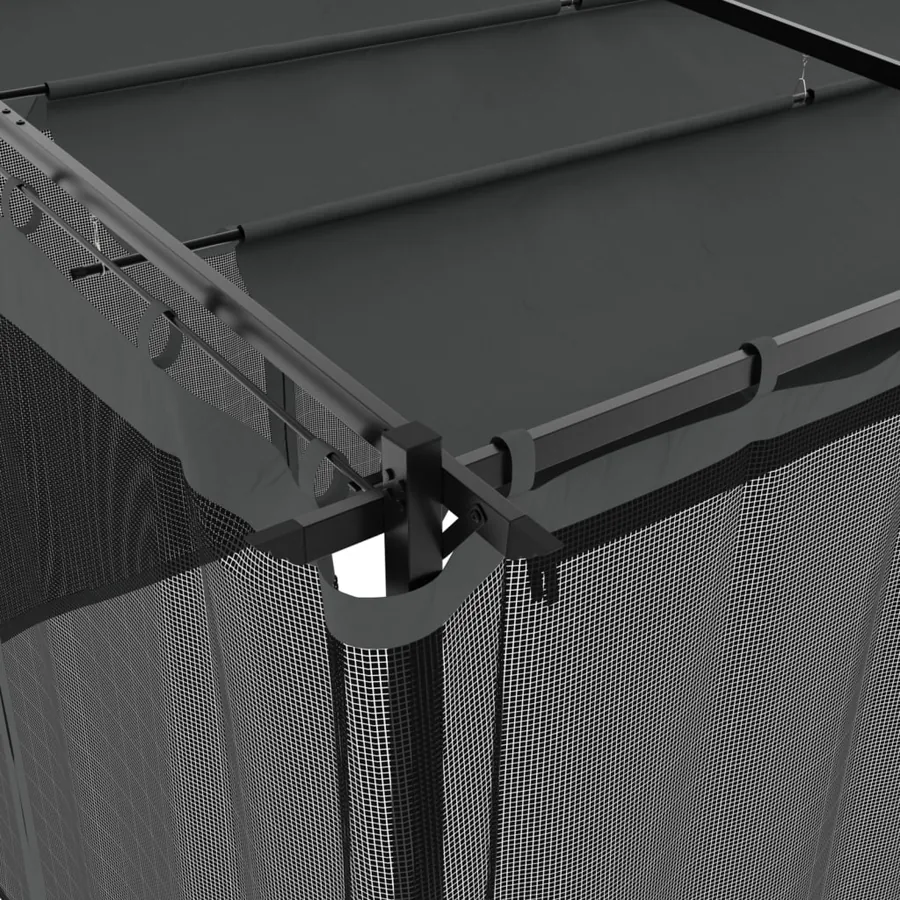 Tonnelle avec parois en filet anthracite 6x3 m acier - 7