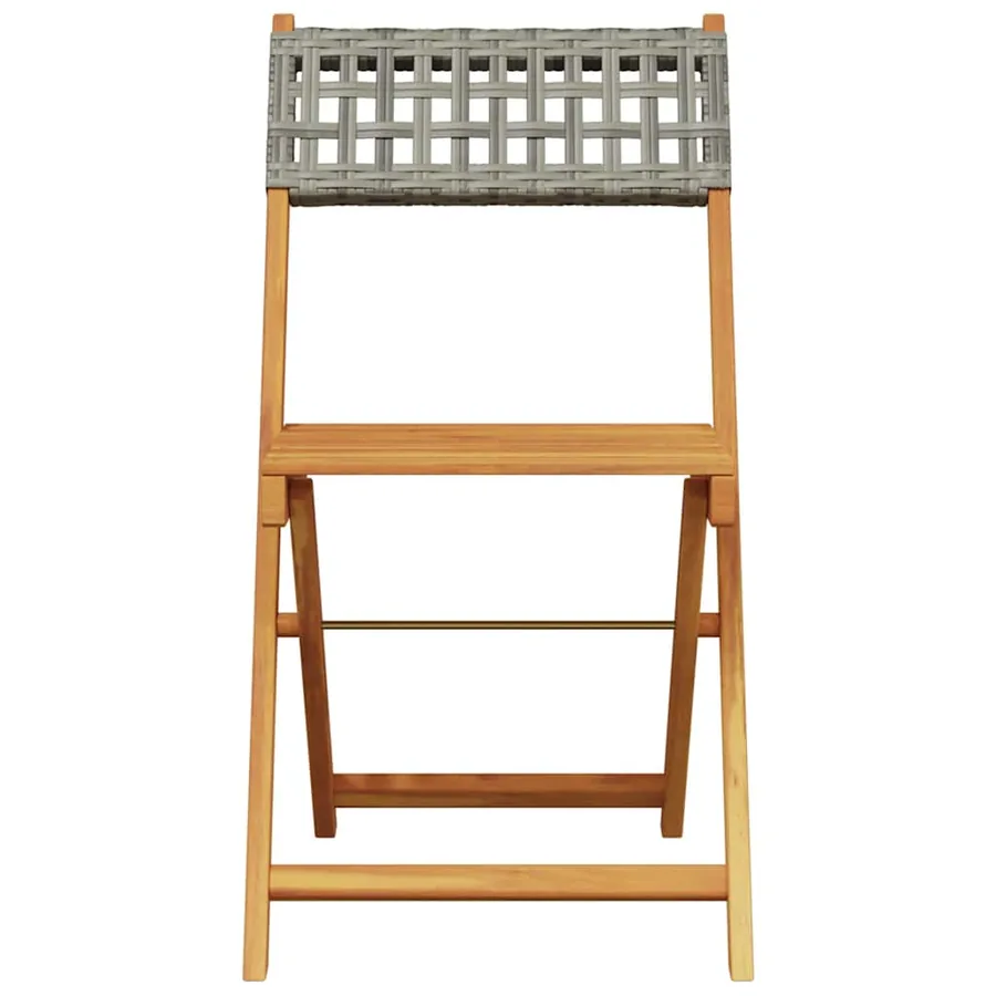 Chaises de jardin pliantes lot de 4 gris poly rotin bois massif - 4