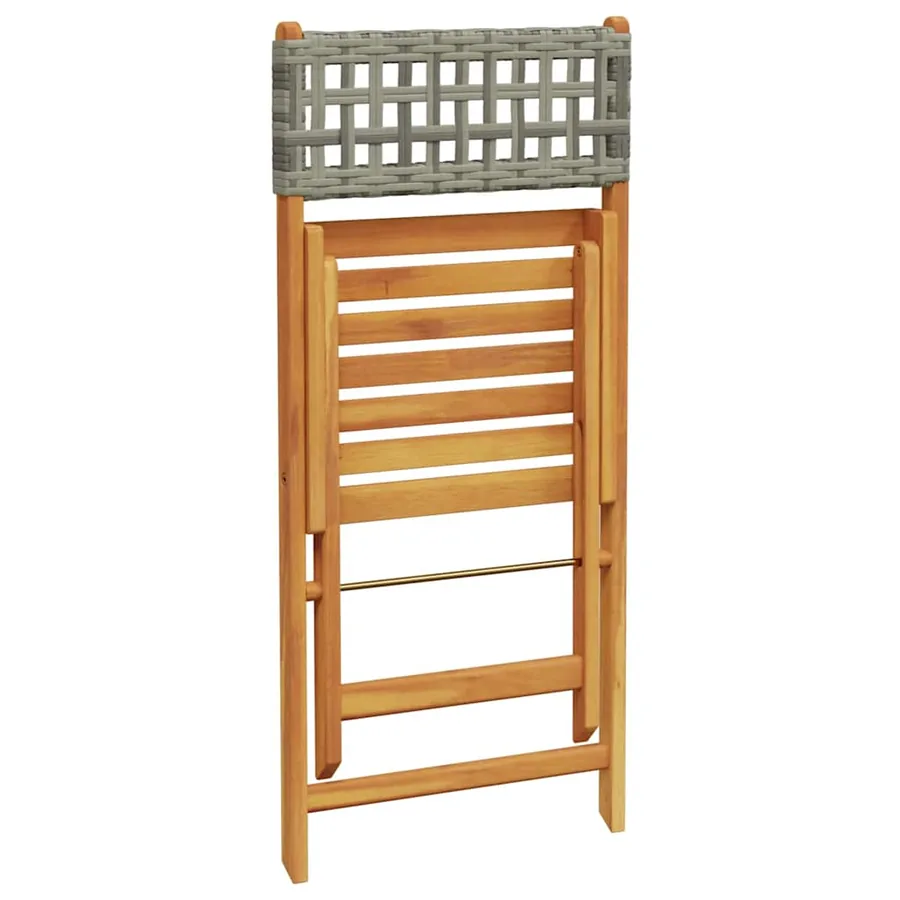Chaises de jardin pliantes lot de 4 gris poly rotin bois massif - 7
