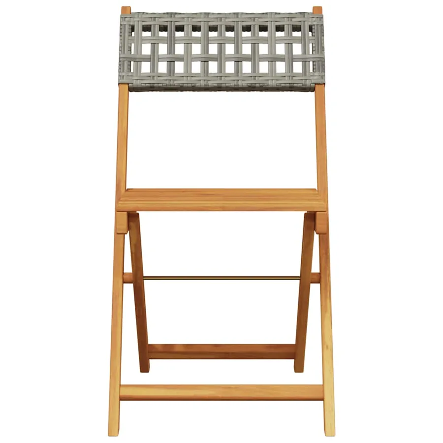 Chaises de jardin pliantes lot de 8 gris poly rotin bois massif - 4