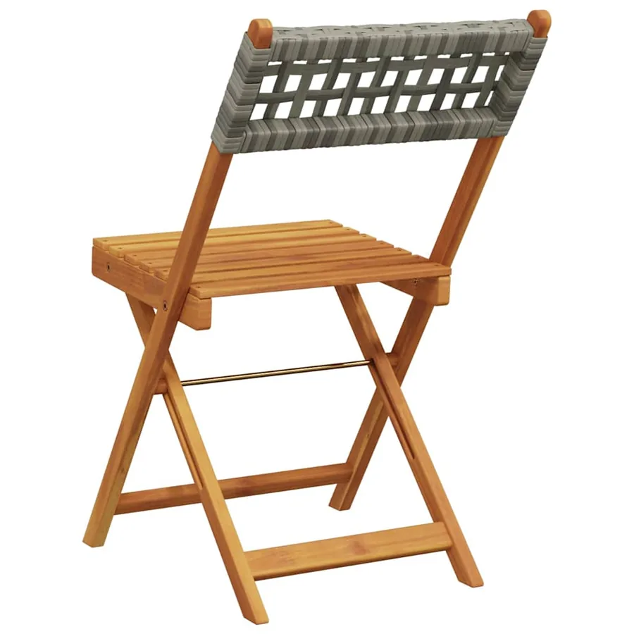 Chaises de jardin pliantes lot de 8 gris poly rotin bois massif - 6