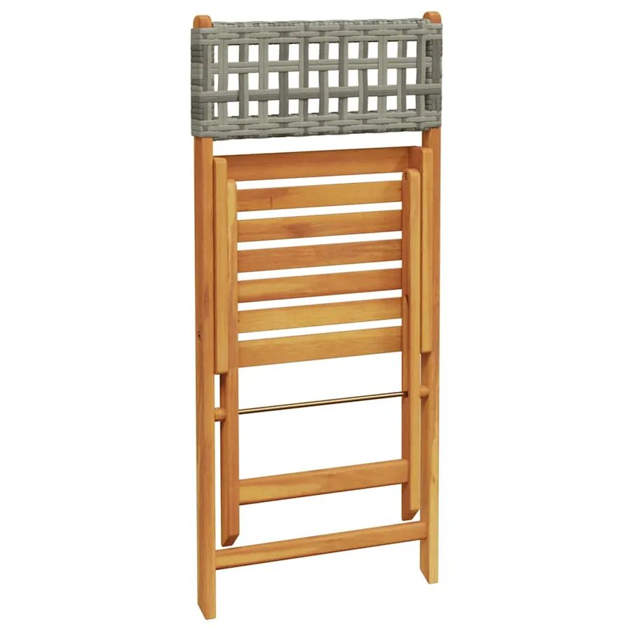 Chaises de jardin pliantes lot de 8 gris poly rotin bois massif - 7