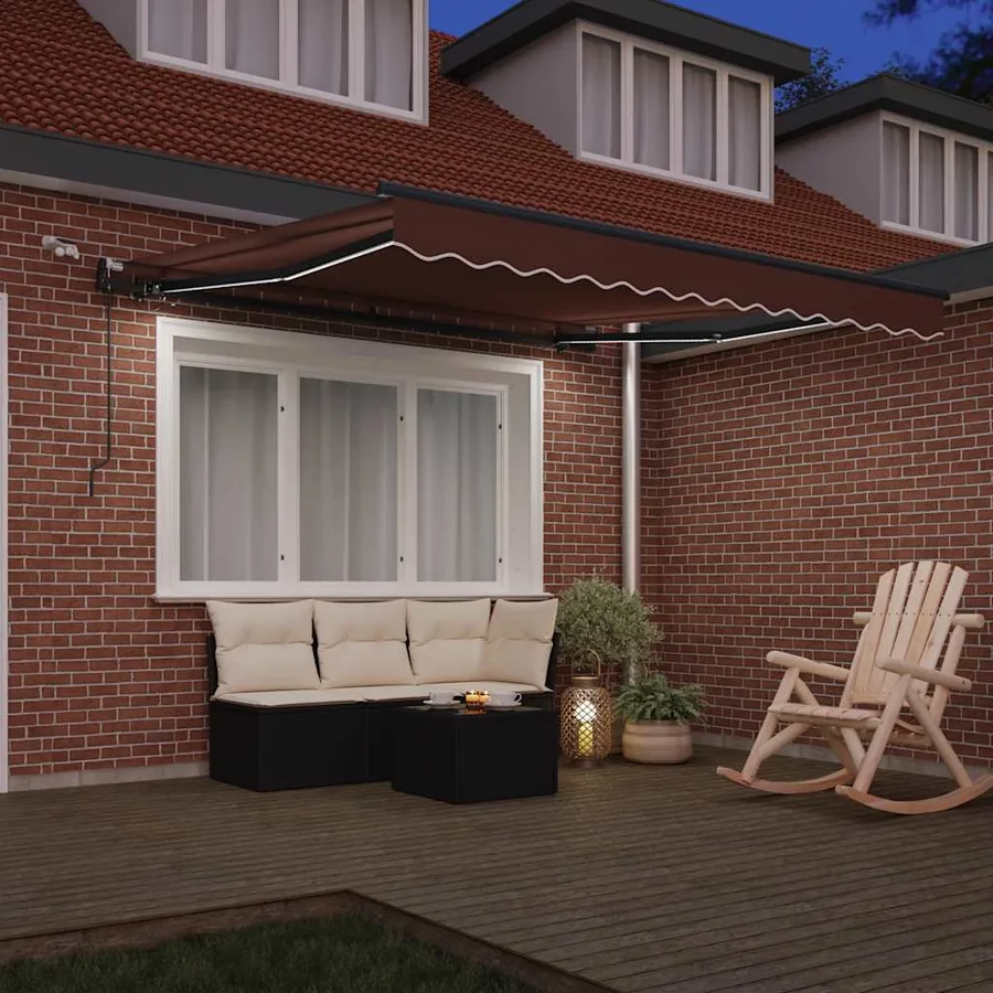 Auvent rétractable automatique avec LED marron 300x250 cm - 3